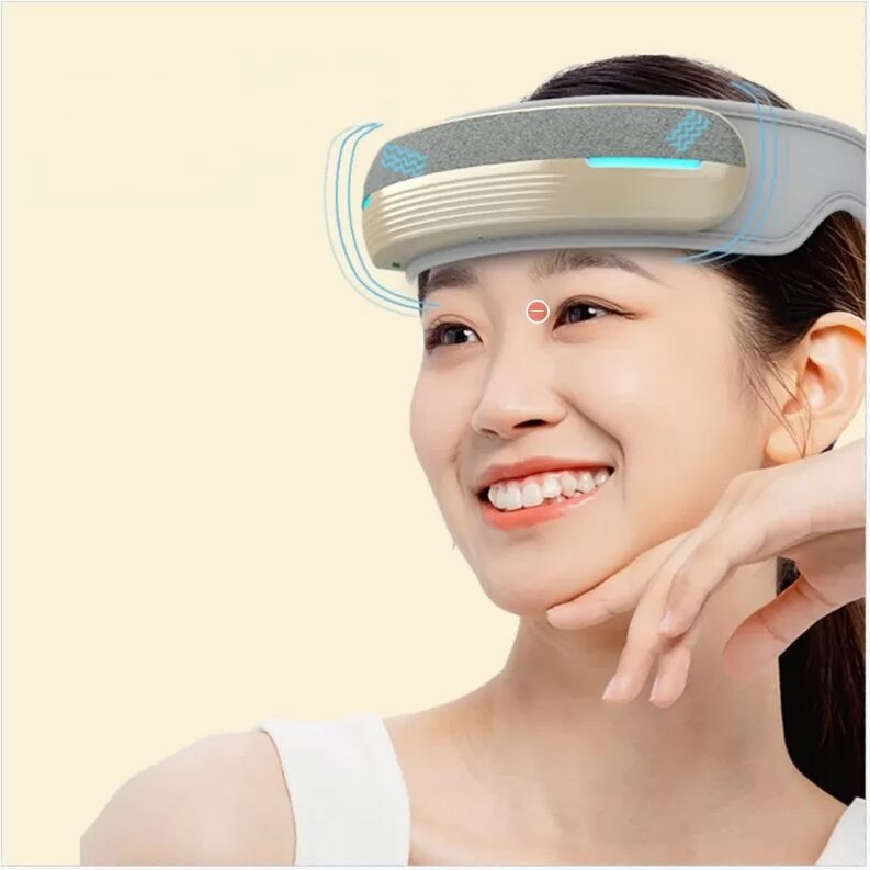 INF Grauer Augenmassager mit Luftdruck, Wärme, Vibration, Bluetooth-Musik & Sprachausgabe