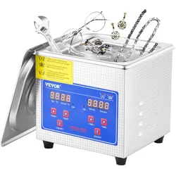 VEVOR Professioneller Ultraschallreiniger, 1,3 L Ultraschall-Schmuckreiniger mit digitalem Timer und Heizung, Edelstahl-Industrie-Schallreiniger 40 kHz für Brillen, Uhren, Ringe, Kleinteile