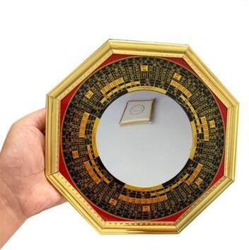 Uplift Picks Bagua Feng Shui Mirror Metal Frame Octagonal Home Protection Decor concave Mirror (l)