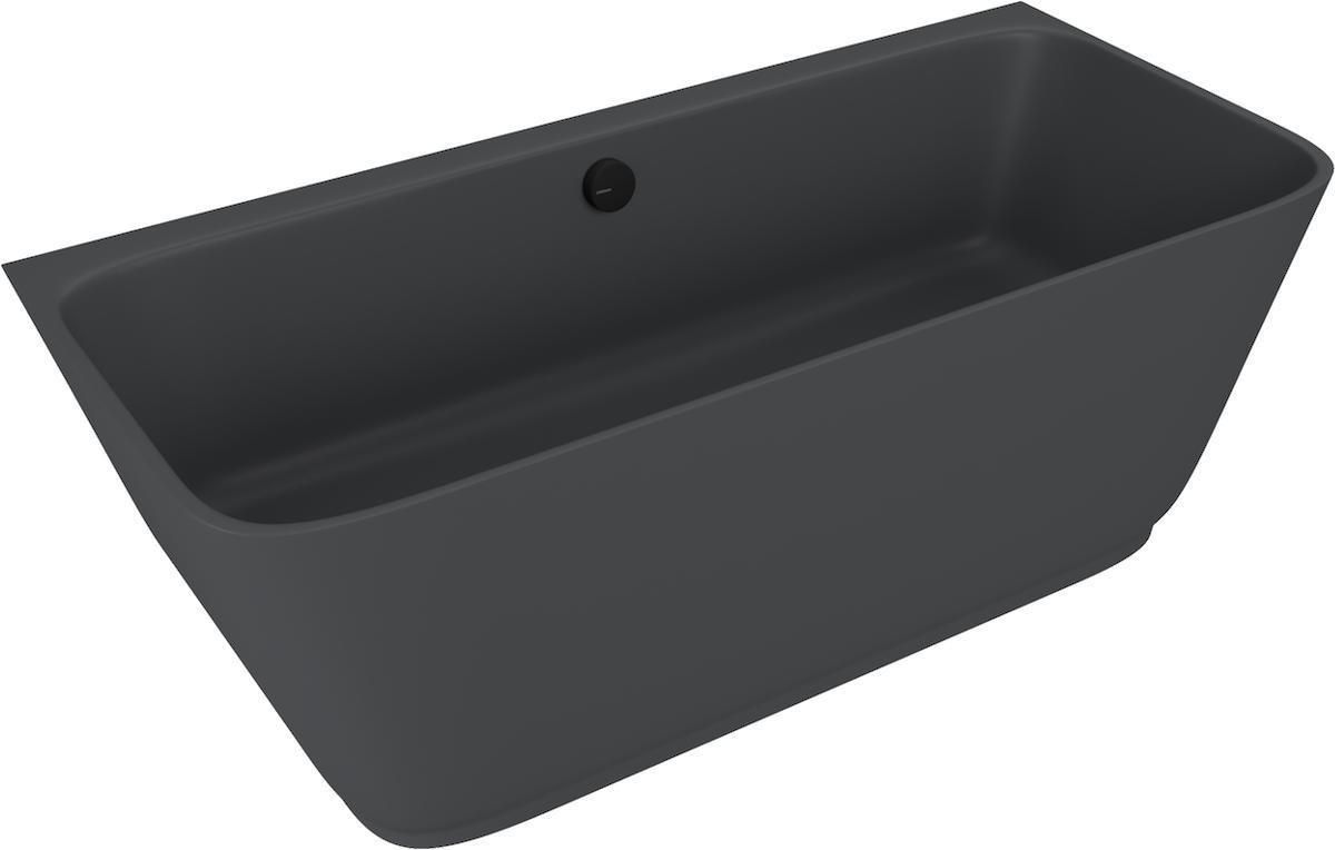 Polysan SKYLLA Wand-Freistehende Badewanne 170x75x60cm, Anthrazit matt