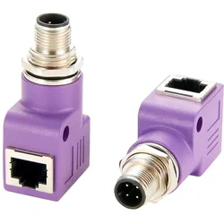 Exsys Adapter M12 D-code ST - RJ45 BU 90° (RJ45, RJ45 (1x)), Netzwerk Adapter, Violett