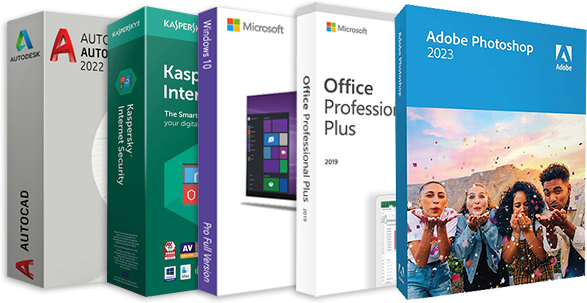 Gold-Paketti - Windows 10, Office 2019, Kaspersky 2023, Autocad 2022, Adobe Photoshop 2023