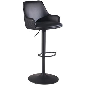 Wohnling Barhocker WL7.009, drehbar mit Lehne, 64-84cm Sitzhöhe, Kunstleder, schwarz