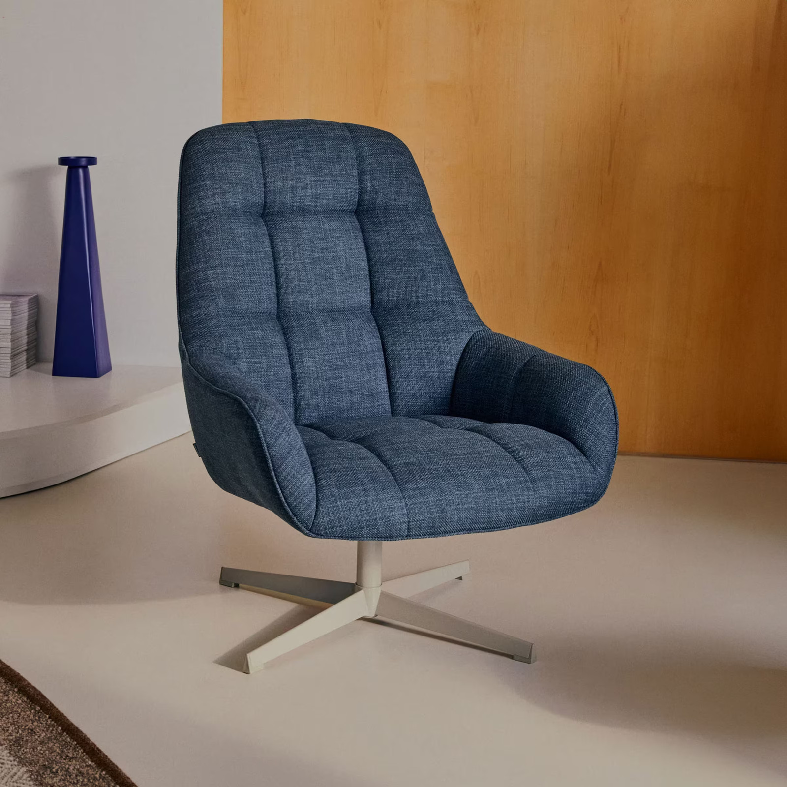 Kave Home Draaifauteuil Jaspe Structuurstof - Blauw