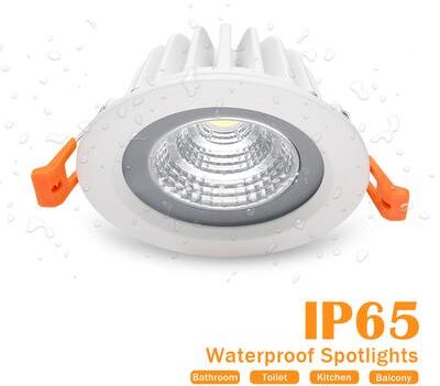On Spot Shop IP65 Waterproof LED Recessed Ceiling Light Round Downlight, Spot Light For Sauna, Steam Bath, Kitchen Bathroom white white 5w
