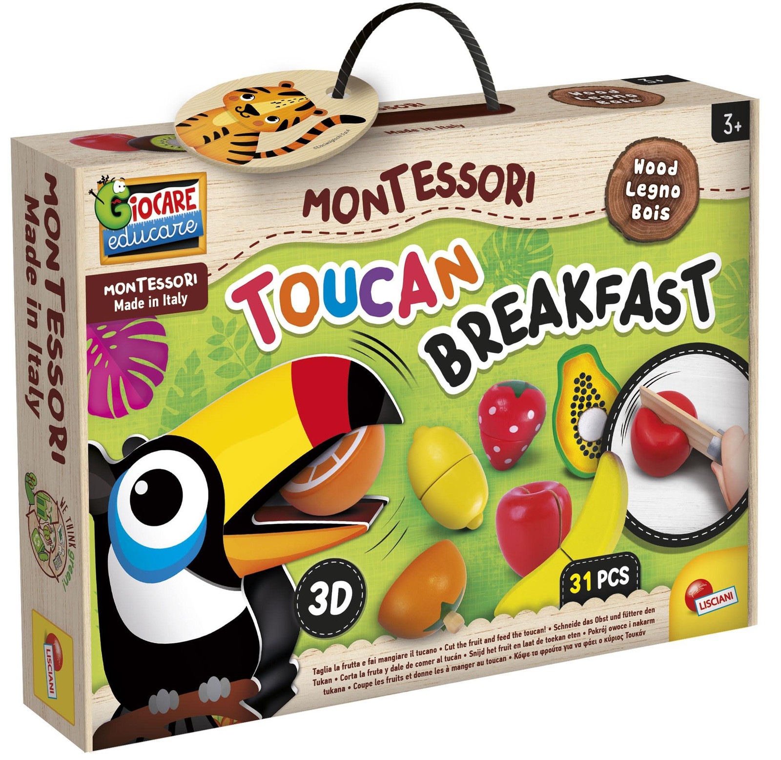Liscianigiochi Tukan-ontbijt Educatief houten Montessori spel