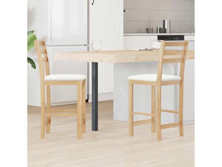 KGHFDVB Esszimmerstühle 2 STK. Massives Gummiholz Natur, Küchenstühle Massives Kautschukholz, minimalistisches Design, ergonomische Rückenlehne, einfache Montage, pflegeleichte Oberfläche