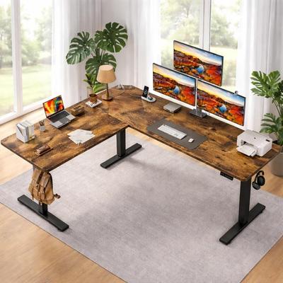 Hansabenne L-Shaped Standing Desk Adjustable Corner Desk with Charging Station