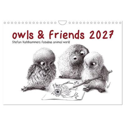 owls & friends 2027 (Wall Calendar 2027 DIN A4 landscape), CALVENDO 12 Month Wall Calendar