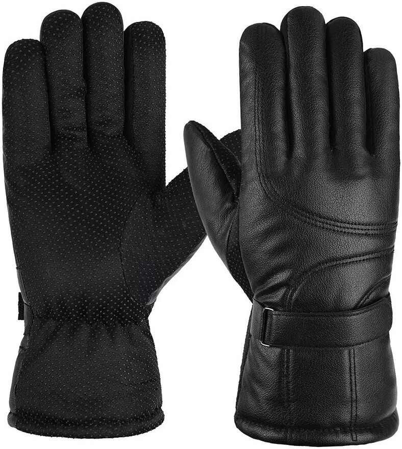 INF Gants Thermiques en Cuir PU Doublés Polaire Tactiles pour Cyclisme Hivernal