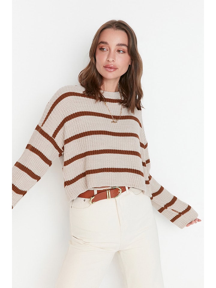 trendyol Pullover in Rosa/ Braun - L