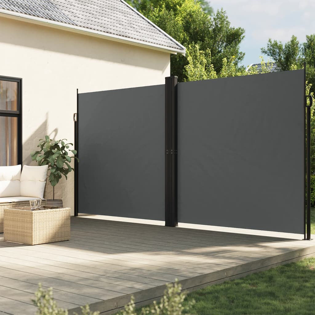 Brayden Studio Brayden Retractable Side Awning Anthracite 220cm H x 1200cm W