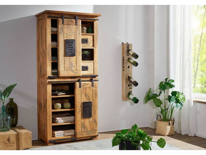 Schrank Mango 80x45x175 natur lackiert RAILWAY #117