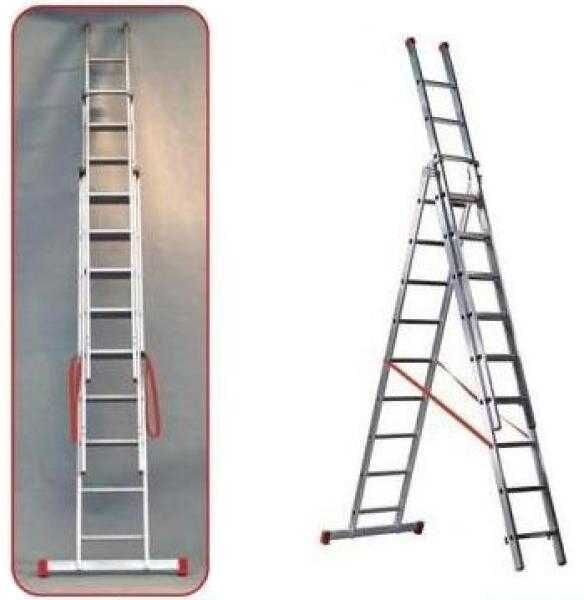 Facal Genia G380-3, 3x12 gradini, 8.90 m - Scala telescopica in alluminio - Altezza stimata operativa 9.90 m