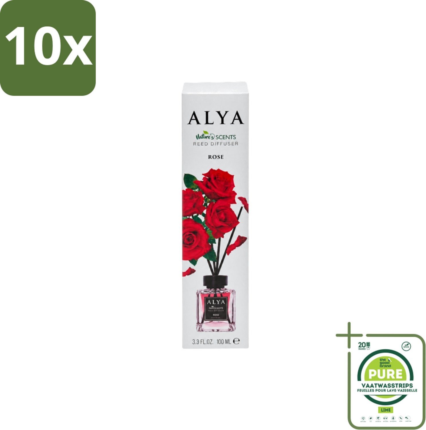 Alya Geurdiffuser Rose Interieurparfum Grootverpakking met Geurstokjes