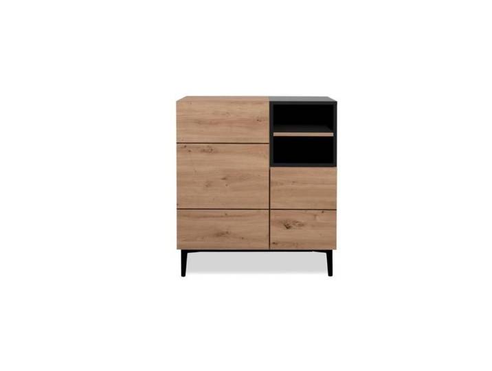CALICOSY - Buffet Haut 2 Portes 2 Niches L80 cm - Nola - Bois clair
