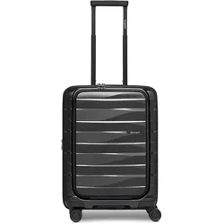 Bergpfeil Travel 4 Rollen Kabinentrolley 55 cm Laptopfach mit Dehnfalte, Koffer, Schwarz