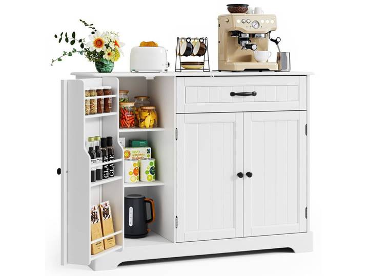 Buffet de cuisine - BEALIFE - buffet ap102 - 1 tiroir - 3 portes - Blanc laqué