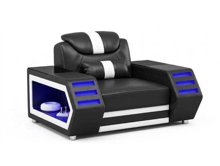 JVmoebel Relaxsessel Sessel Modern Weiß Schwarz LED Premium Sessel Relaxsessel Komfort (1-St), Made in Europa