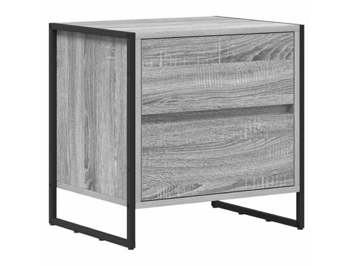 LMTYOENFG Nachttisch Graues Sonoma Beistelltisch 50x39,5x50 cm Industrieller Stil fürs Schlafzimmer mit Metallbeinen und robuster Holzwerkstoff-Platte.