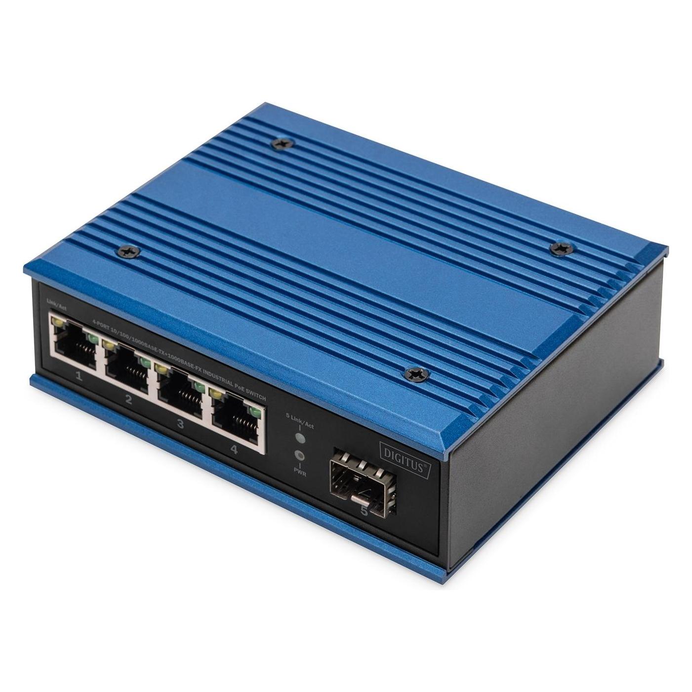Digitus 4-port 10/100/1000BASE-TX+1000Base-FX Industrial PoE Switch (4 Ports) (DN-651135)