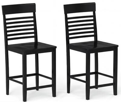 Costway Dining Chair Set of 2 with Footrests and Solid Wood Frame-Black