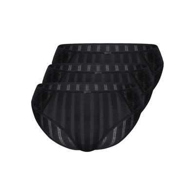Slip SASSA "3er Pack Slip Natural Stripe", Damen, Gr. 42, 3 Stk., Single-Jersey, schwarz, Single-Jersey, , figurbetont, Unterhosen Slip