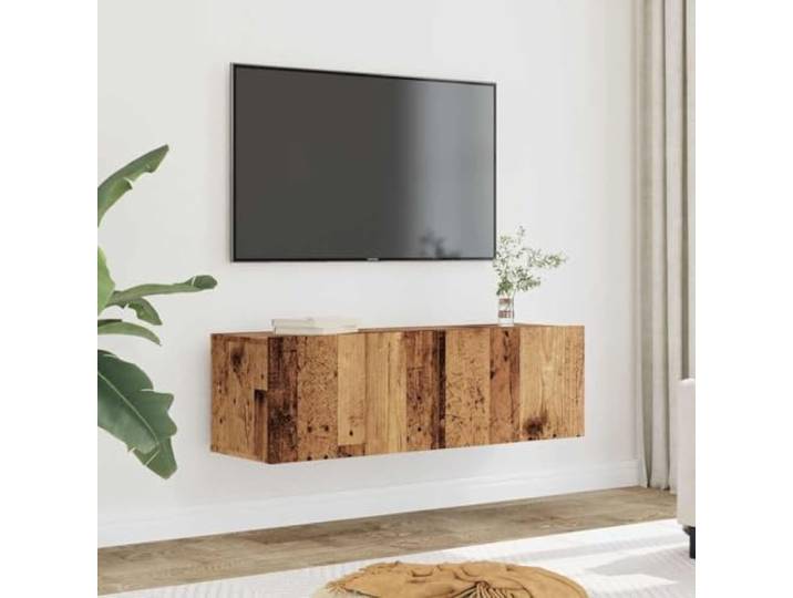 HEFZGDB TV-Wandschränke 2 STK. Altholz-Optik 100x30x30 cm mit reichlich Stauraum für Multimedia-Geräte, robuste Holzwerkstoff-Konstruktion, wandmontierbar für optimale