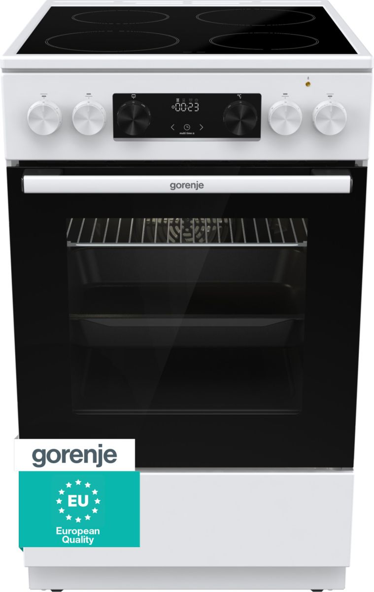 Gorenje GEC5C41WG Freistehender Herd Elektro groß AquaClean AutoClean mit Glaskeramik Kochfeld 740578
