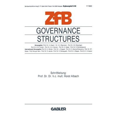 Governance Structures, Taschenbuch von , Betriebswirtschaftlicher Verlag Gabler, 978-3-409-13794-2