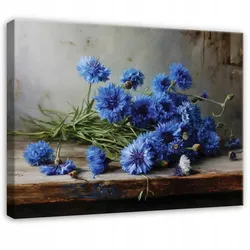 LEINWANDBILD Blumen Jahrgang Blau 100x70 cm