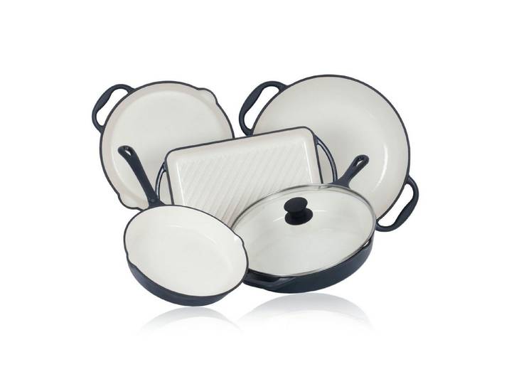 Mahlzeit Pfannen-Set 5-tlg. Set, Blue Berry, Grillpfannen, Grillplatte und Paella Pfanne, Gusseisen (Set, 5 teiliges Set)