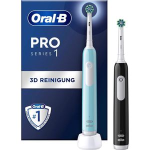 Oral-B Elektrische-Zahnbürste Pro Series 1 Duo, Cross Action, 3 Putzmodi, mit 2 Aufsteckbürsten
