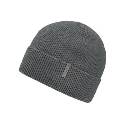 Strickmütze CHILLOUTS, Herren, grau, Rippstrick, Materialmix, unifarben, Mützen Strickmütze, mit Umschlag, gefüttert