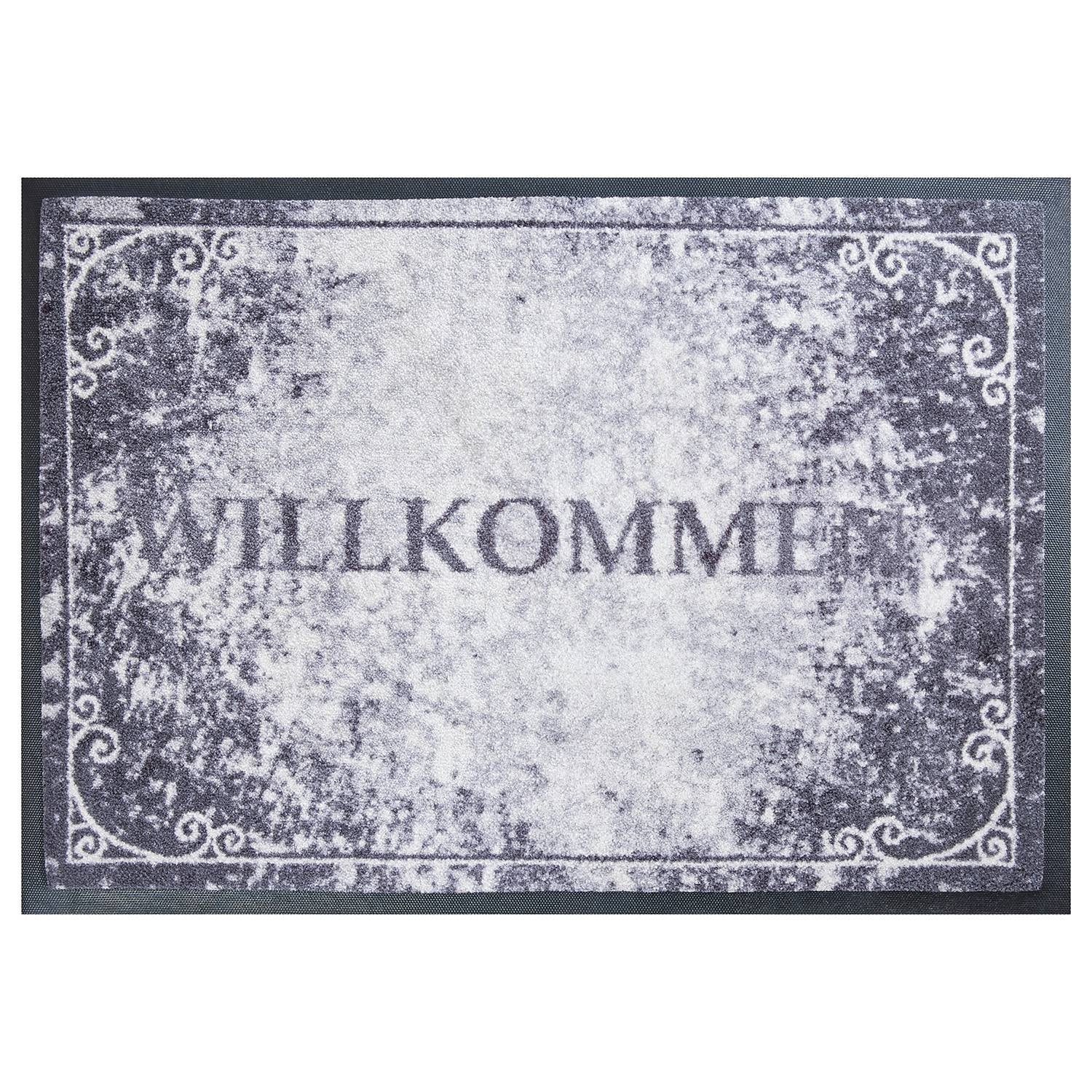 home24 Deurmat Willkommen zwart en grijs B: 40 cm, D: 60 cm