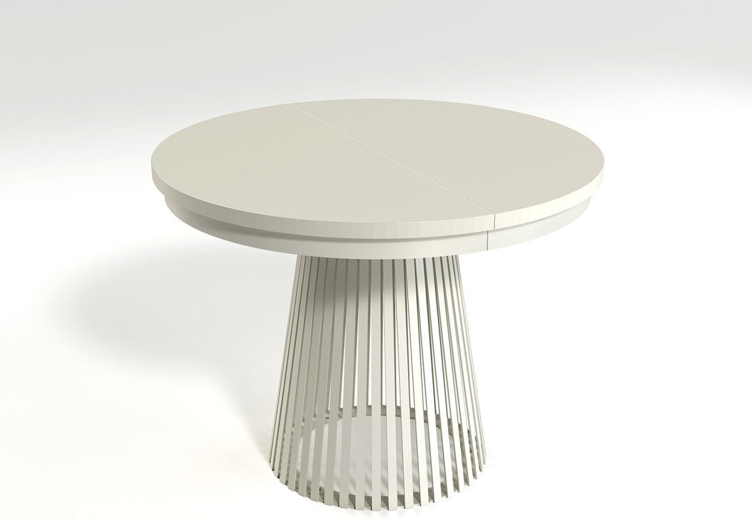 Isabelline 180 cm Extendable Round Dining Table with Steel Base Beige/Beige