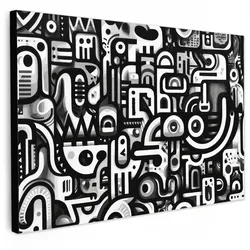 LEINWANDBILD Symbole - Abstrakt - Grafik - Schwarz Wohnzimmer Groß 120x80 cm