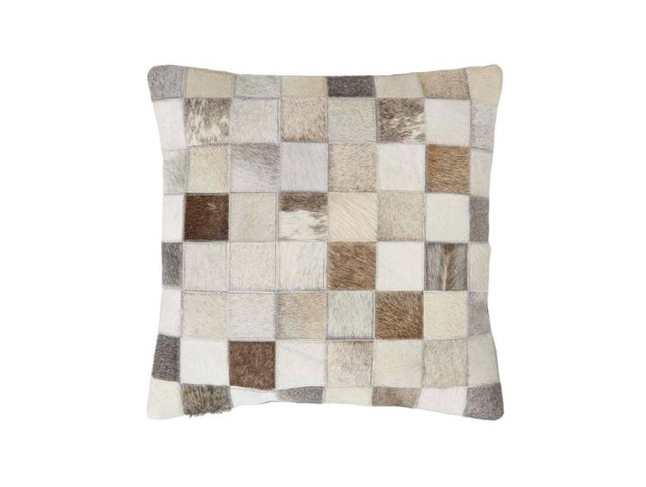 PATCHWORK-KISSEN Fell & Leder 45/45 cm kariert