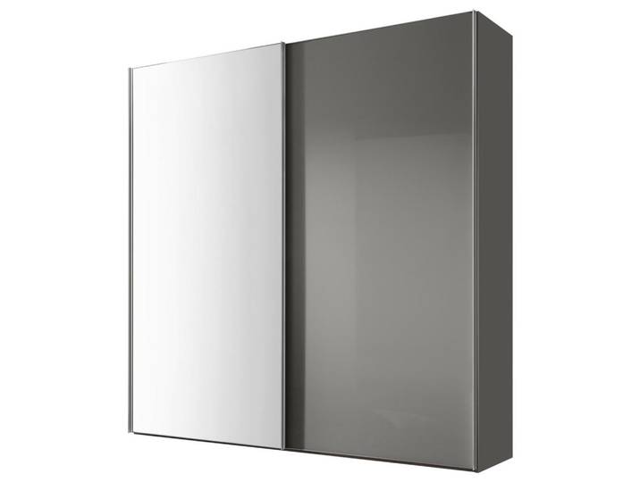 Moderano Schwebetürenschrank Sigma Rom, Grau, Glas, 4 Fächer, 225x222x68 cm, Lga, Goldenes M, BQ - Bündnis für Qualität, Made in Germany, Typenauswahl, Beimöbel erhältlich, umfangreiches Zubehör in verschiedenen Größen Holzdekoren erhältlich, Schlafzimmer, Kleiderschränke, Kleiderschränke mit Spiegel