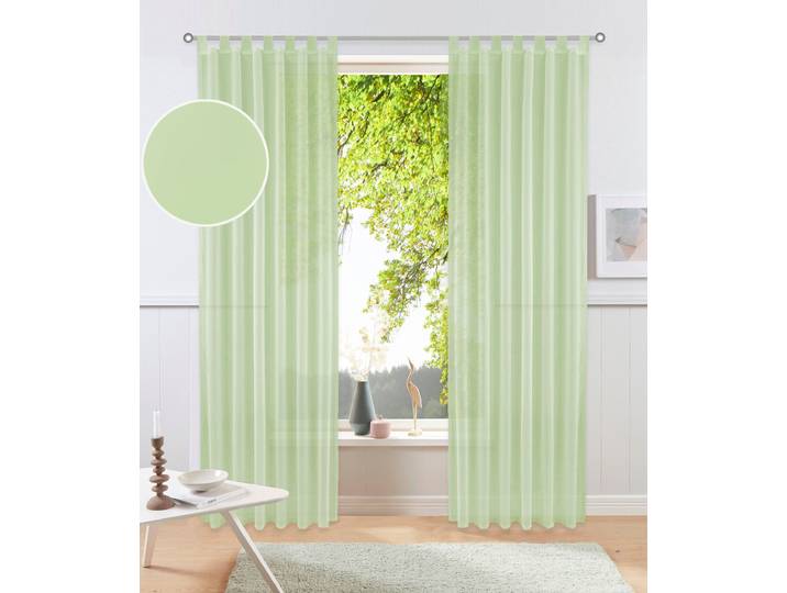 Gardine OTTO HOME XANA mit Schlaufen, transparent, einfarbig, Topseller Gr. 4, hellgrün, B:145cm H:245cm, Voile, Polyester, Gardinen, Gardine, Bestseller, einfarbig, 1 Schal, pflegeleicht, preiswert