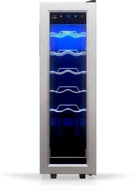 TCL 12-Bottle 1.24 Cu. Ft. Freestanding Wine Cooler with Low Noise Operation, Digital Controls, LED Lighting and Glass Doors
