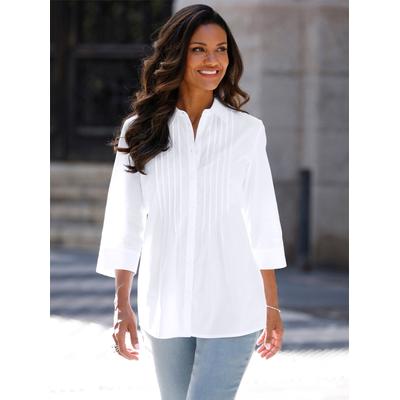 Longbluse CLASSIC BASICS, Damen, Gr. 42, weiß, 100% Baumwolle, unifarben, Blusen Longbluse