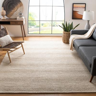 SAFAVIEH Handmade Marbella Casual Stripe Beige/Brown Wool Rug
