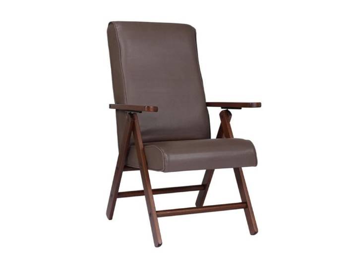 Fauteuil inclinable en bois de hêtre en éco-cuir tourterelle - Molisana