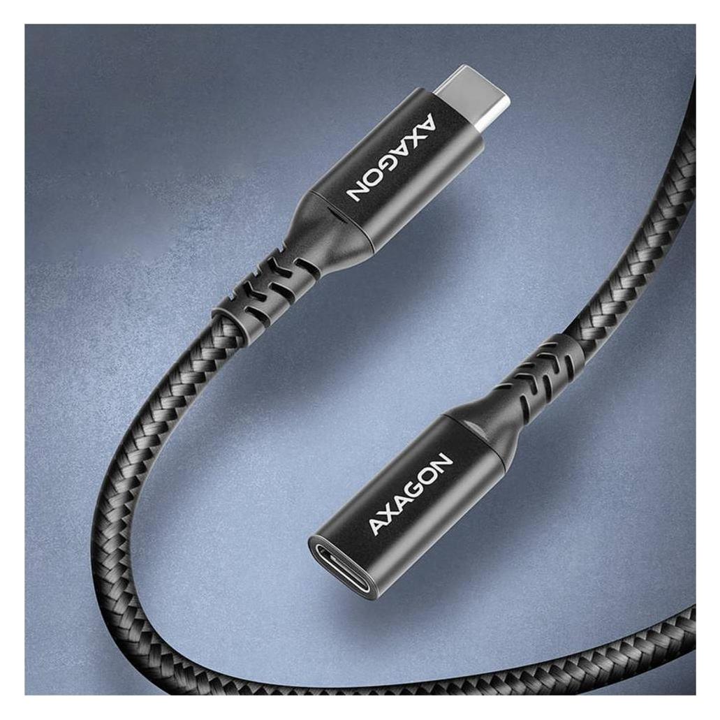Axagon BUCM32-CF15AB Kabelis Verlängerungskabel Gen2 USB-C - USB-C 1,5 m, 5 A, 20 Gbit (1.50 m, USB 3.2 Gen 2, USB 3.2 Gen 2x2, 240 W) (BUCM32-CF15AB)