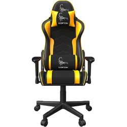 Gembird Gaming chair SCORPION juodas mesh yellow skin, Gaming Stuhl, Schwarz, Gelb