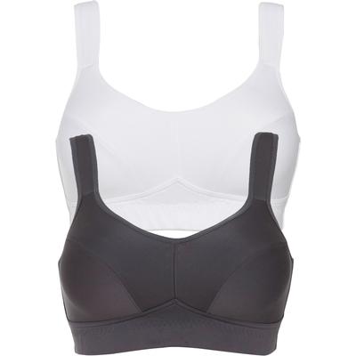 Sport-BH BONPRIX "Sport BH mit mittlerem Halt (2er Pack)", Damen, Gr. 95, Cup D, grau (anthrazit, weiß), Obermaterial: 92% Polyester, 8% Elasthan, BHs Sport-BH, für sportliche Aktivitäten, mit mittlerem Halt