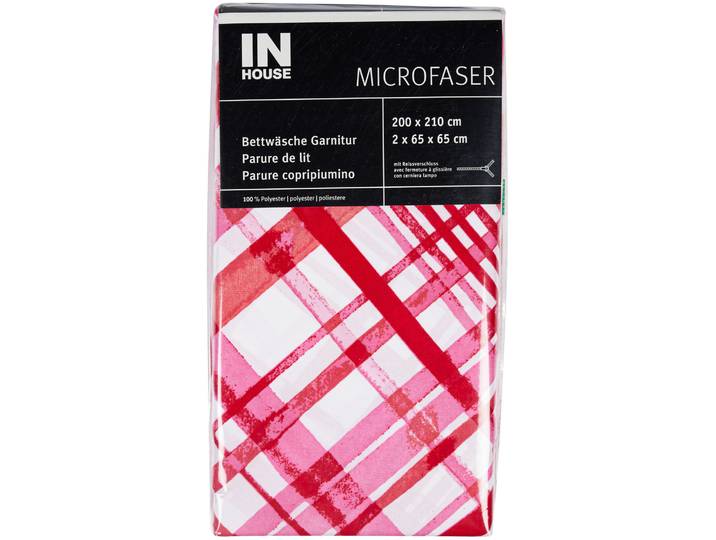Inhouse Bettwäschegarnitur Microfaser Karo limone 200x210/2x65x65