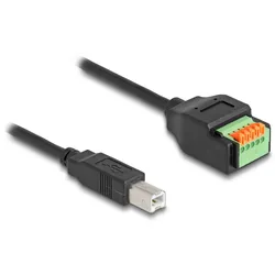 DeLOCK USB 2.0 Kabel Typ-B Stecker zu Terminalblock Adapter mit Drucktaster 15 cm