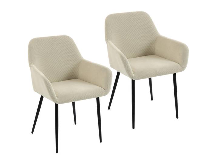 Homcom Esszimmerstuhl 2er Set Cord 100 Polyester Cremeweiß, Metall, 58x81.5x59.5 cm, Esszimmer, Stuhl